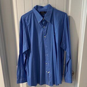 Polo Ralph Lauren XXL Light Blue and White Print Dress Shirt
